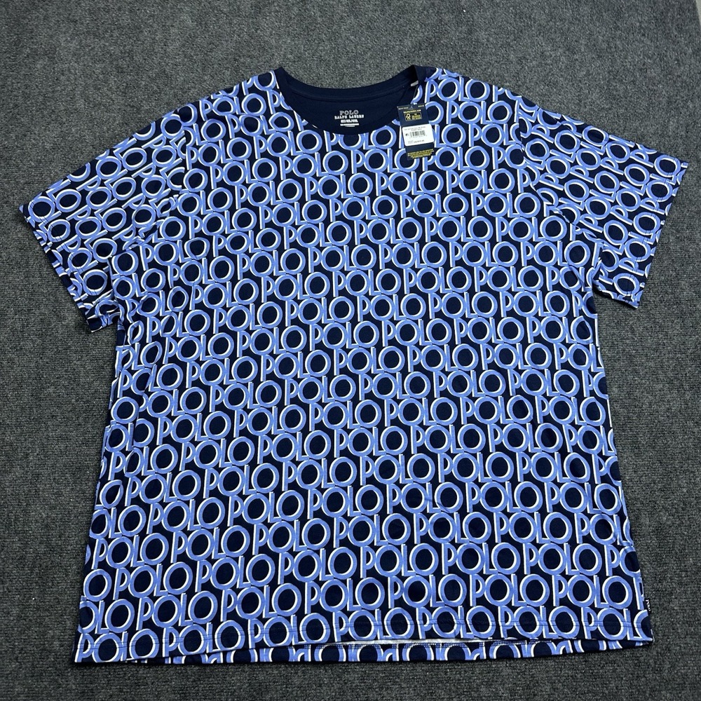 Polo Ralph Lauren T Shirt Men's 3XLT POLO Spell Out All Over Print Crew Neck NWT